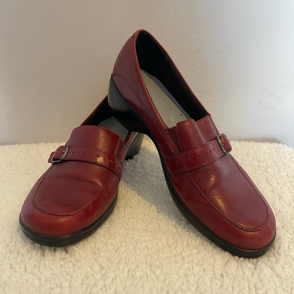 Clarks Red Leather Loafers